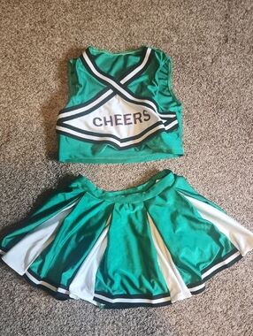 Green 'Cheers' Cheerleading Two-Piece Set - Girls Size 8